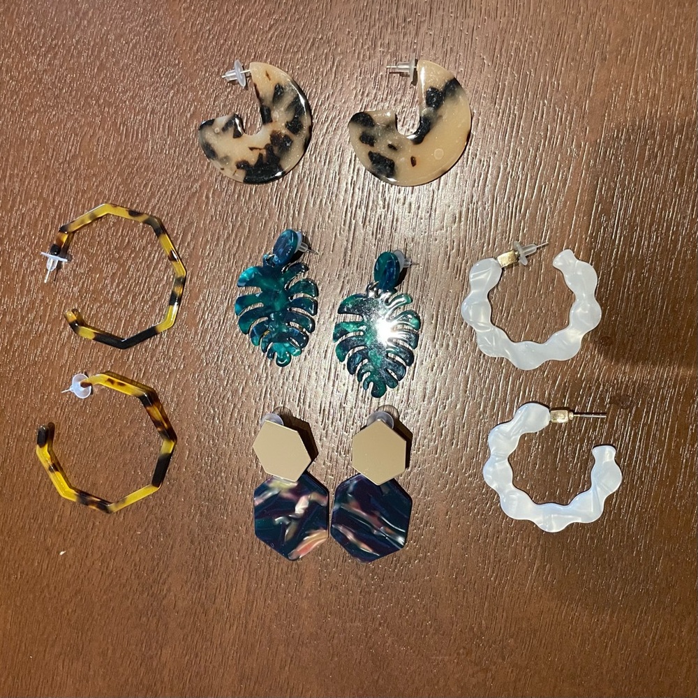 Fun Tropical Earrings Set, 5 Pairs